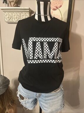 Black Graphic 'MAMA Checkerboard Tee